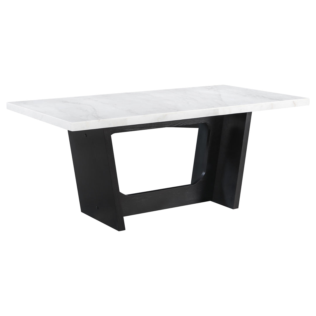 Sherry - 7 Piece Rectangular Marble Top Dining Table Set - Sand
