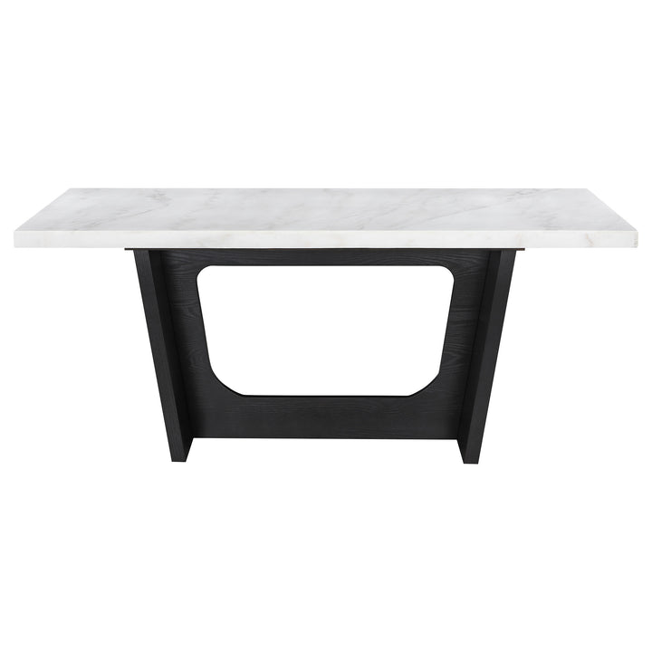 Sherry - 7 Piece Rectangular Marble Top Dining Table Set - Sand