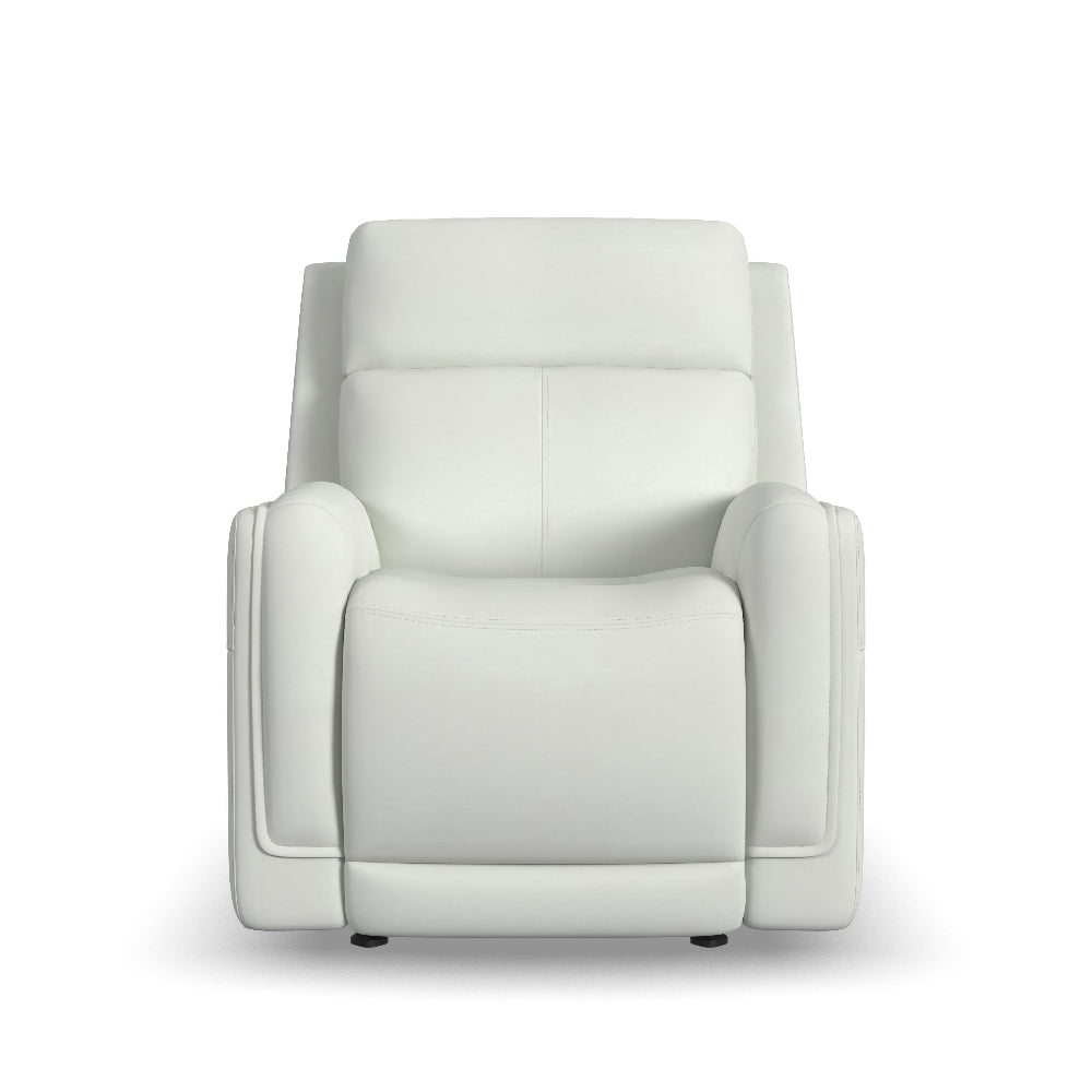 Alister Leather Power Gliding Recliner with Power Headrest and Lumbar in Porcelain
