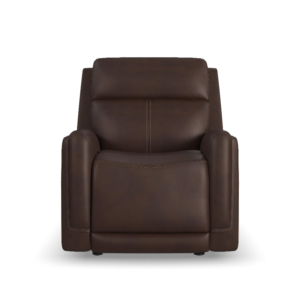 Alister Leather Power Gliding Recliner with Power Headrest and Lumbar in Burnt Umber