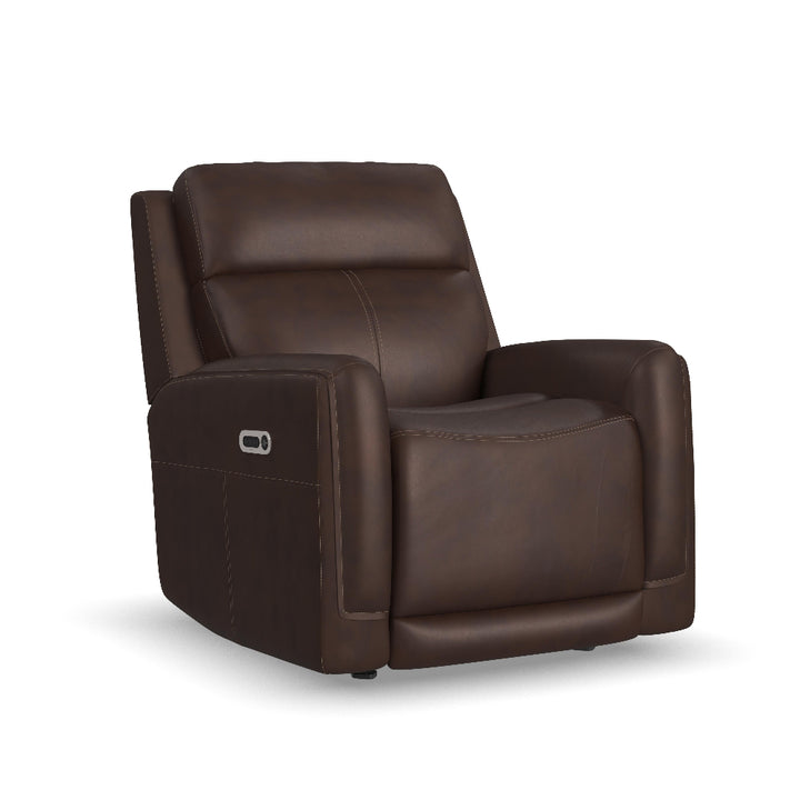 Alister Leather Power Gliding Recliner with Power Headrest and Lumbar in Burnt Umber