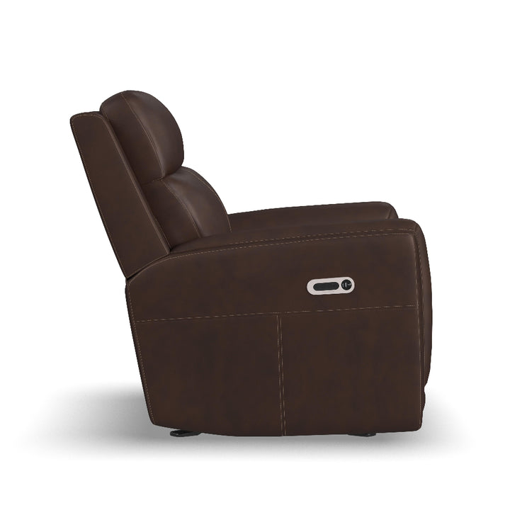 Alister Leather Power Gliding Recliner with Power Headrest and Lumbar in Burnt Umber