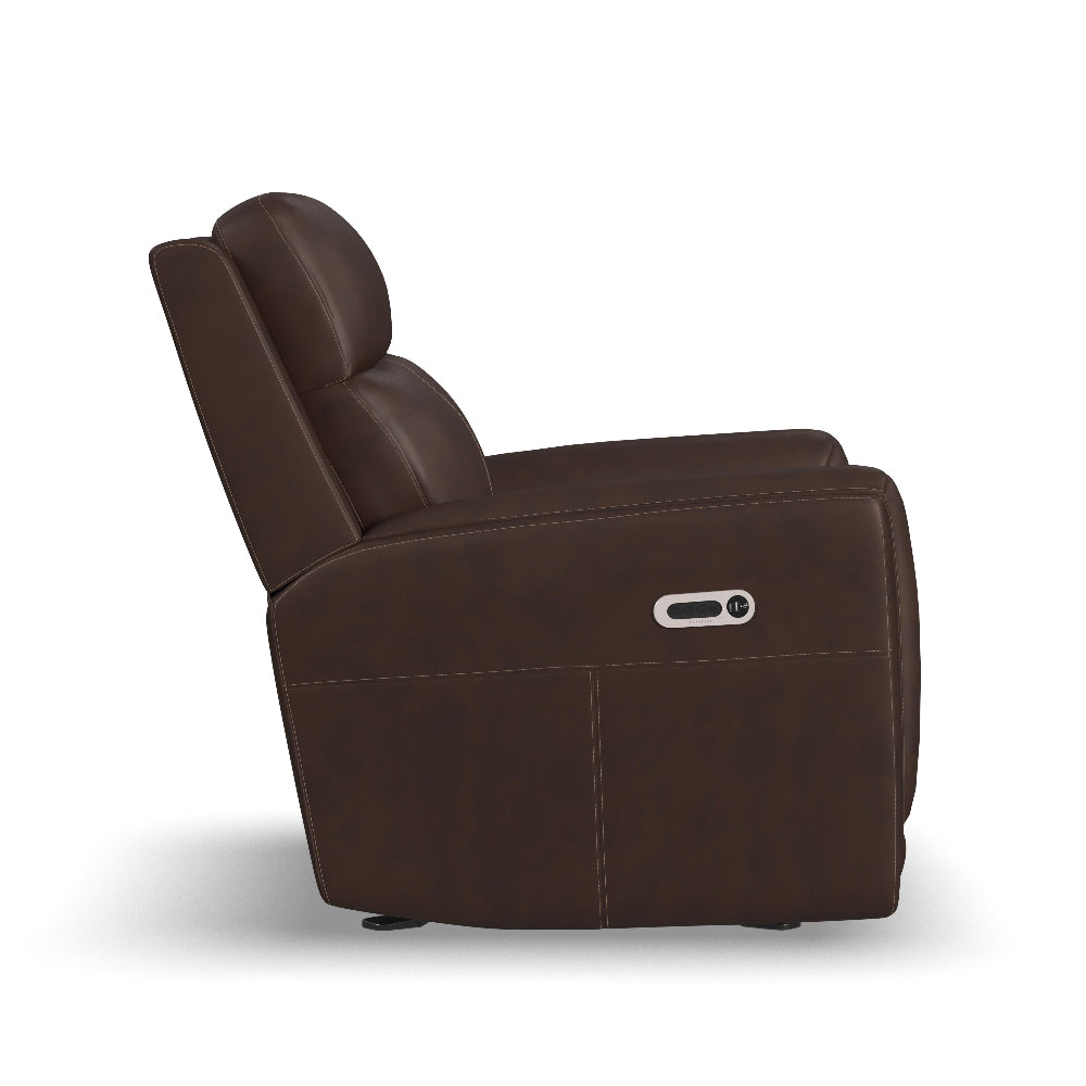 Alister Leather Power Gliding Recliner with Power Headrest and Lumbar in Burnt Umber