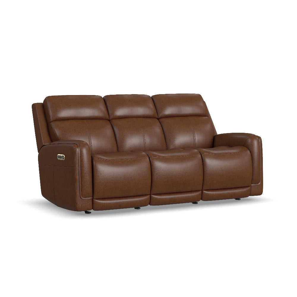 Alister Leather Power Gliding Sofa with Power Headrests & Lumbar in Sedona