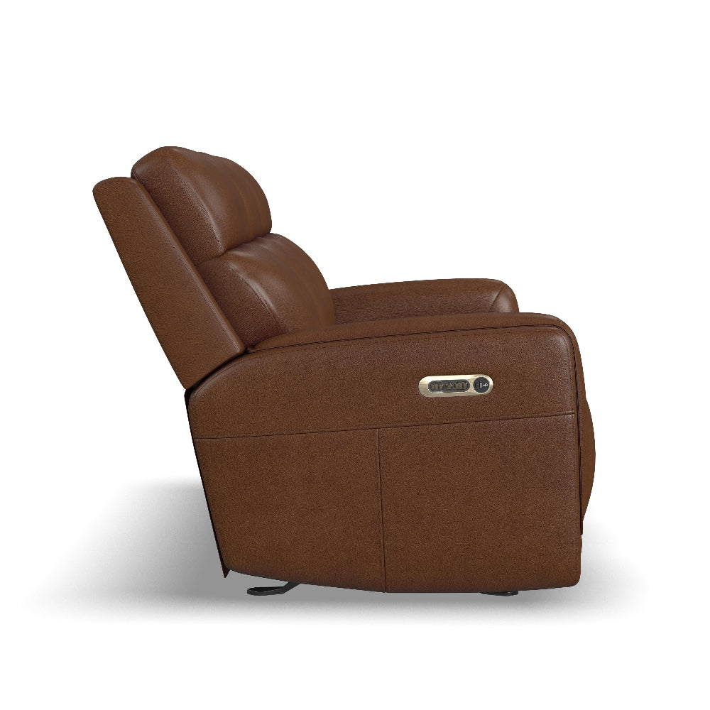 Alister Leather Power Gliding Sofa with Power Headrests & Lumbar in Sedona