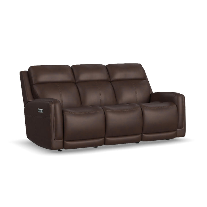 Alister Leather Power Gliding Sofa with Power Headrests &amp; Lumbar in Burnt Umber