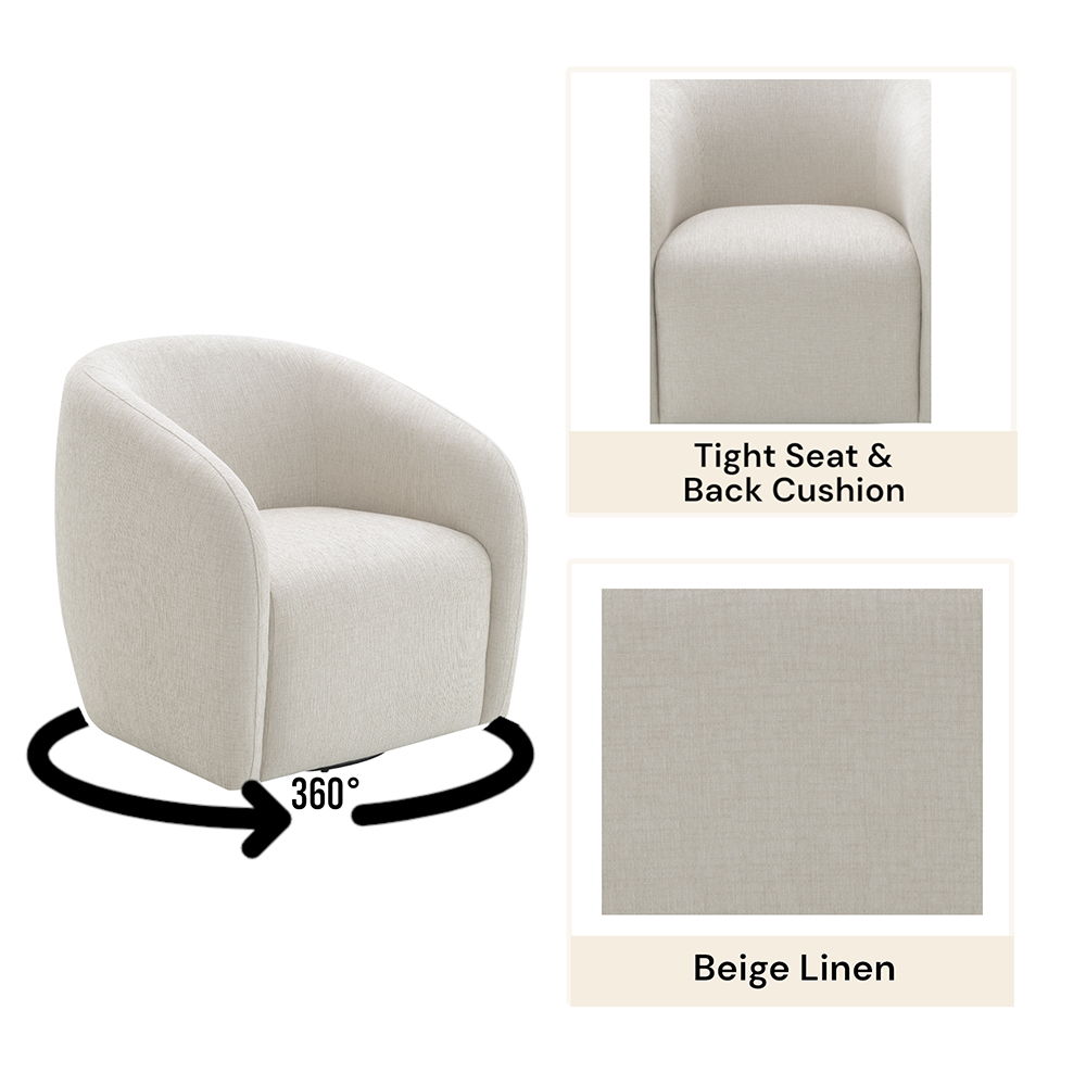 Etienne - Chair With Swivel - Beige Linen