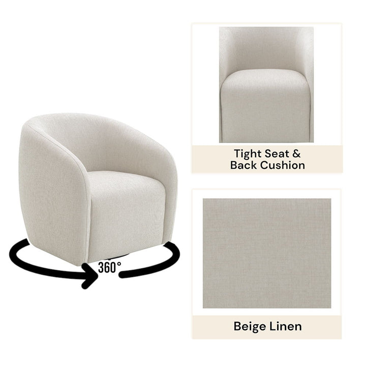 Etienne - Chair With Swivel - Beige Linen