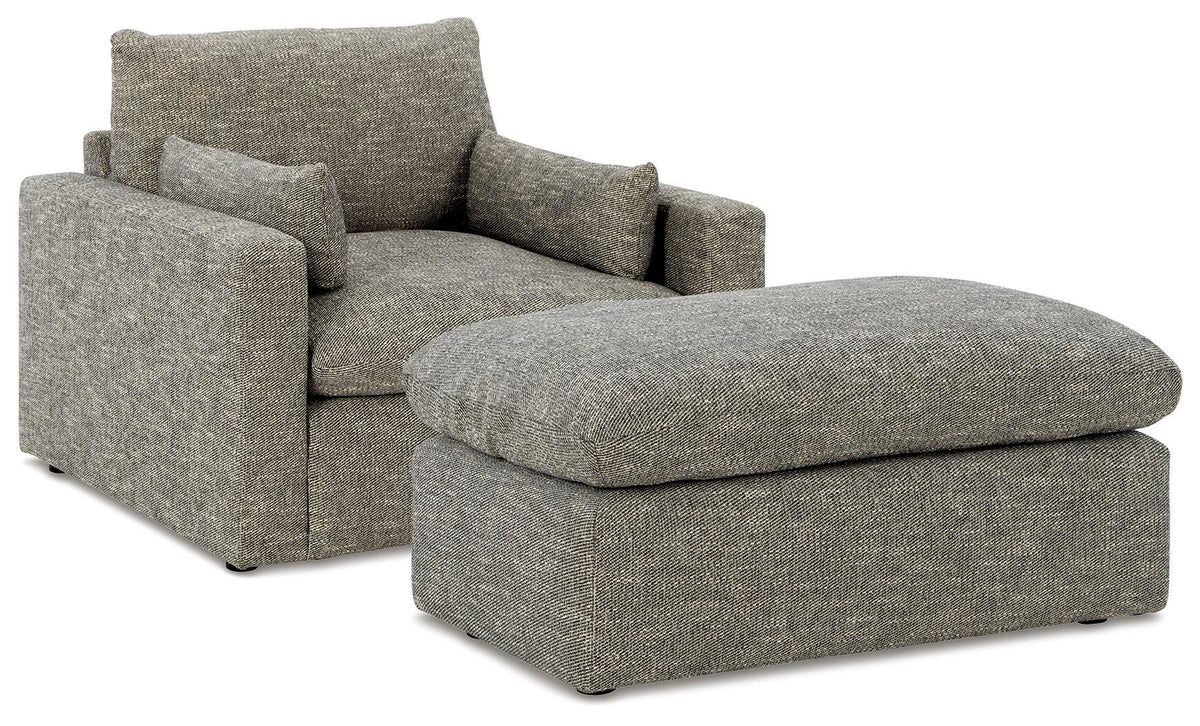 Dramatic Oversized Chair and Ottoman - Granite (2)