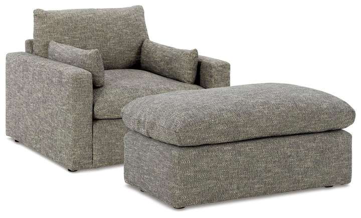 Dramatic Oversized Chair and Ottoman - Granite (2)
