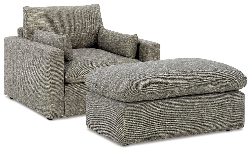 Dramatic Oversized Chair and Ottoman - Granite (2)