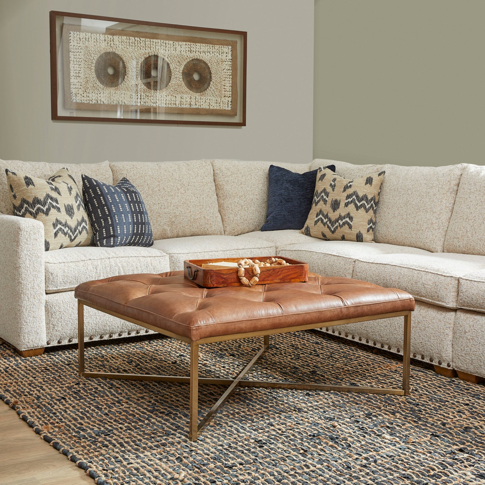 Hamilton  Square Upholstered Ottoman  Chestnut