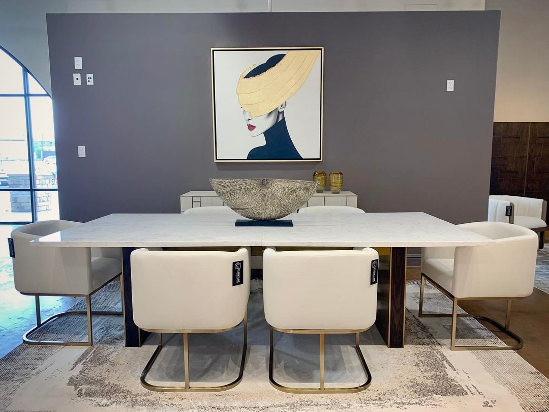 Auer  White Marble & Gold Dining Table