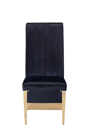 Keisha - Modern Black Velvet and Gold Dining Chair Set of 2