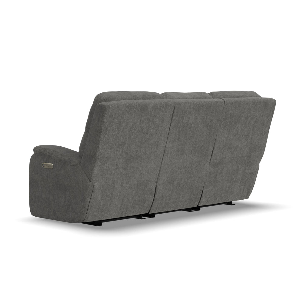Penn Power Reclining Sofa With Power Headrests & Lumbar Dark Gray