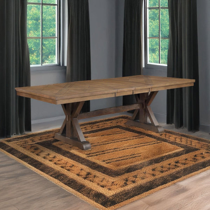 Pascaline - Dining Table - Gray Fabric, Rustic Brown & Oak