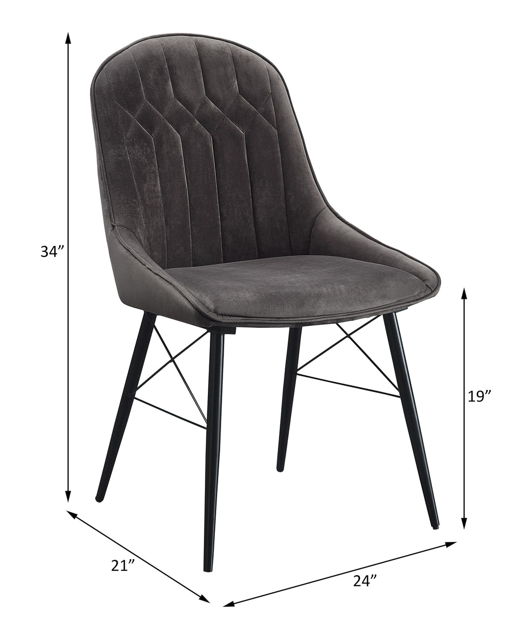 Abraham - Side Chair Set of 2) - Dark Gray Fabric & Black