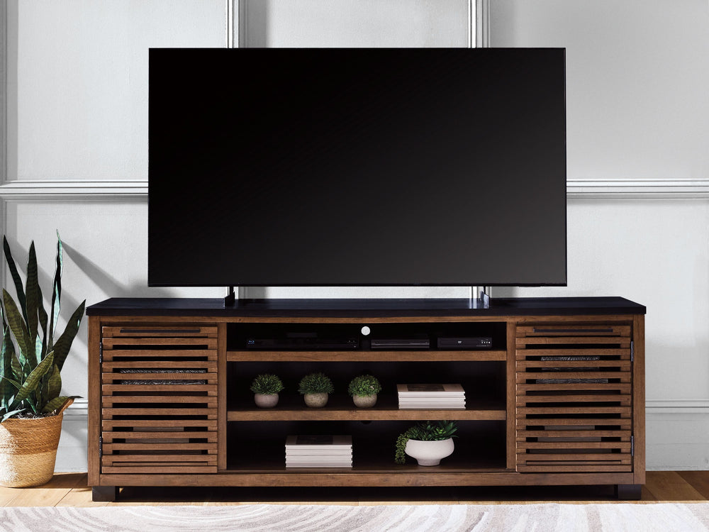 Kallari - XL TV Stand With Fireplace Option - Warm Brown / Black by Ashley Furniture product image