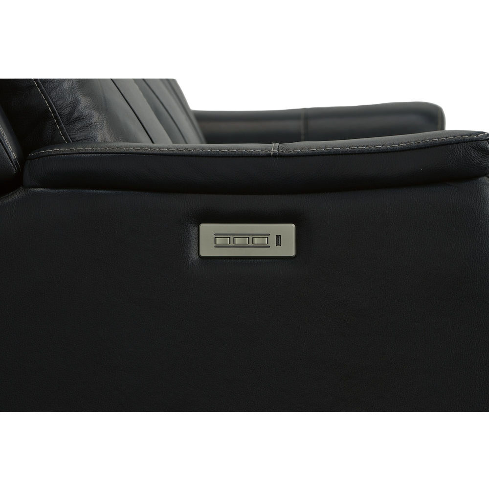 Easton Leather Power Reclining Sofa with Power Headrests & Lumbar in Ocean