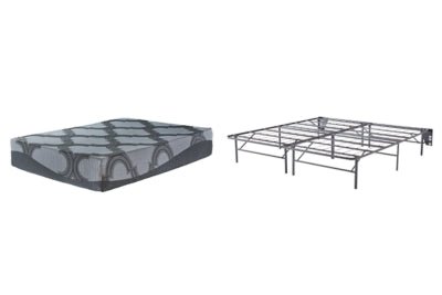 12 Inch Ashley Hybrid King Adjustable Base and Mattress - Gray Mattress with Foundations modern furniture Contempo Furniture