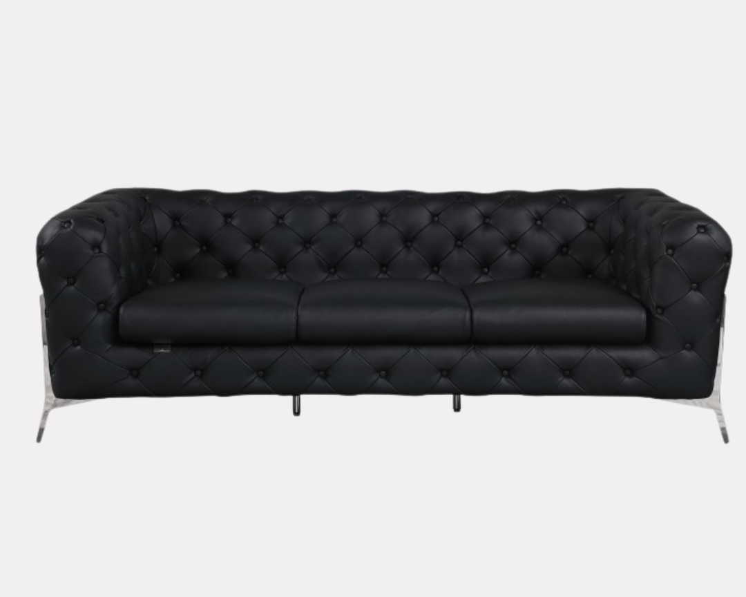 DivanItalia 970 Italian Leather Black Sofa