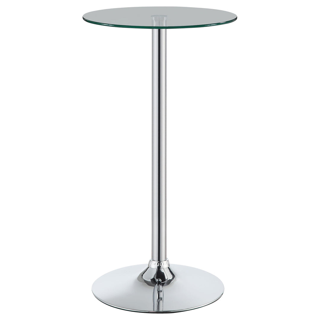 Coaster Furniture 120341 Abiline Round 24-inch Glass Top Bistro Bar Table Chrome