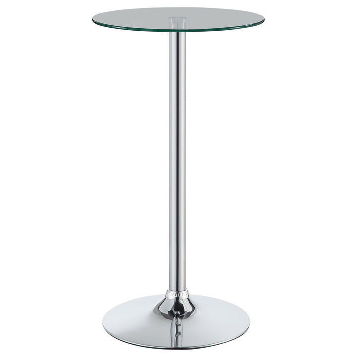 Coaster Furniture 120341 Abiline Round 24-inch Glass Top Bistro Bar Table Chrome