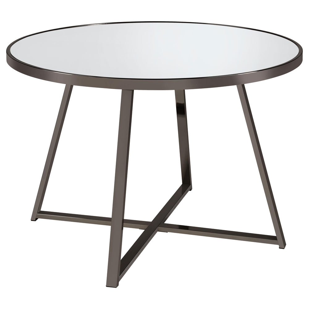 Coaster Furniture 120630 Jillian Round 45-inch Mirror Top Dining Table Black Nickel