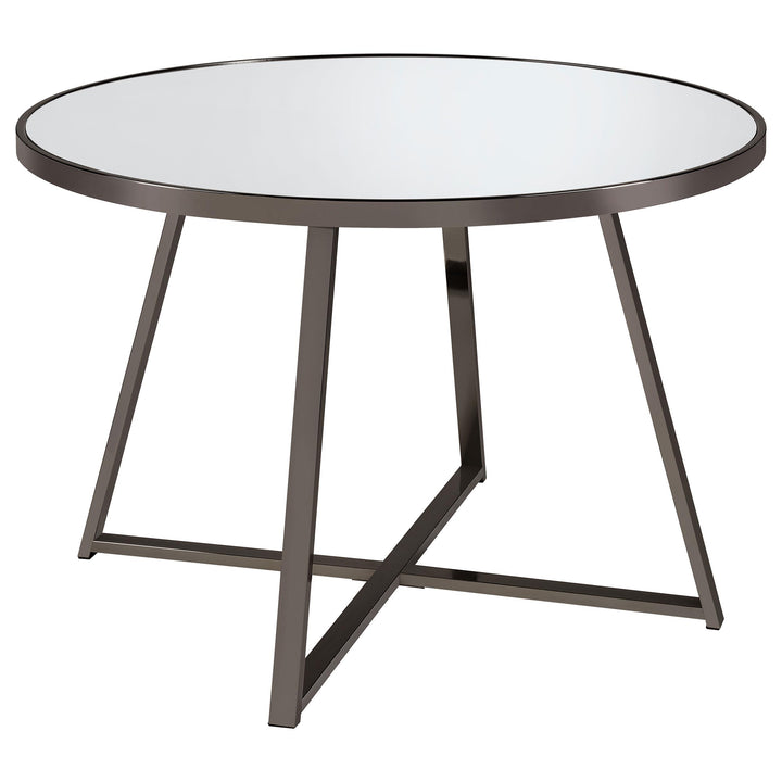 Coaster Furniture 120630 Jillian Round 45-inch Mirror Top Dining Table Black Nickel