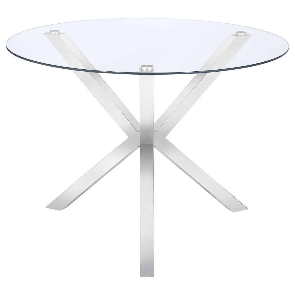 Coaster Furniture 120760 Vance Round 41-inch Glass Top Asterisk Dining Table Chrome
