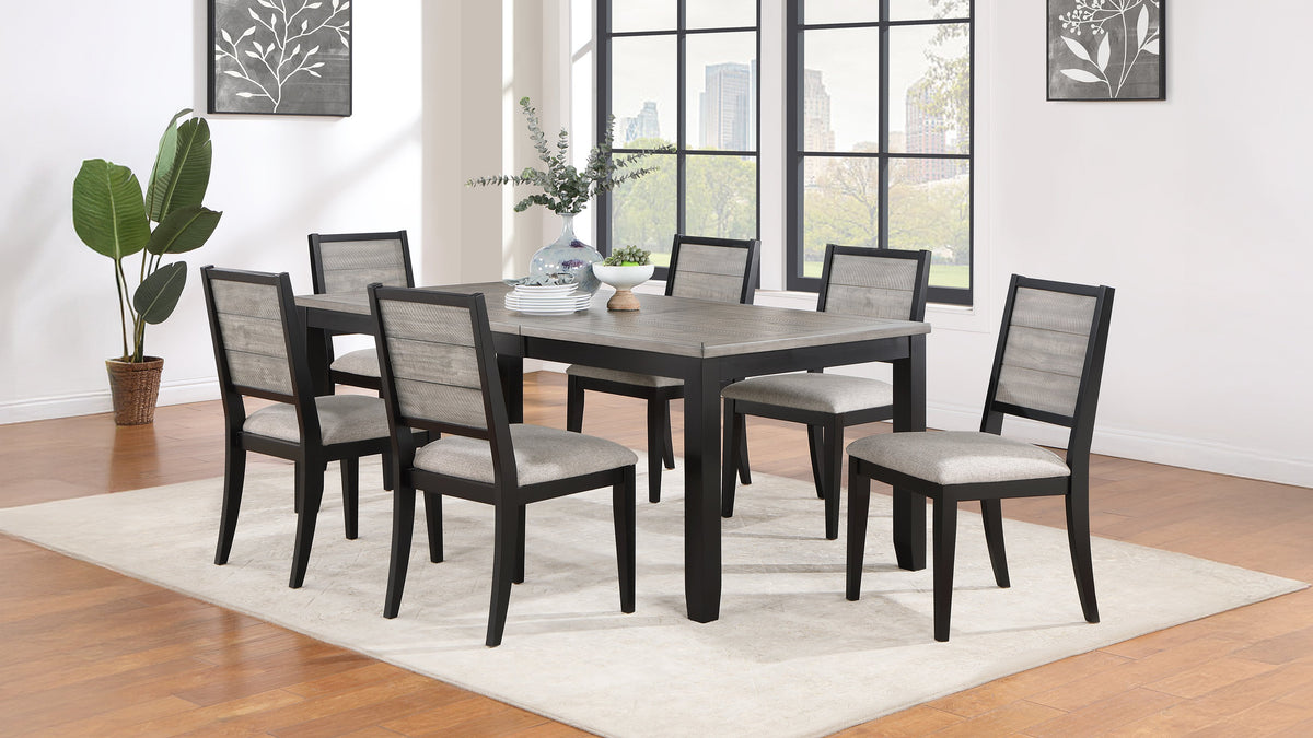 Elodie - 7 Piece Rectangular Extension Leaf Dining Set - Black
