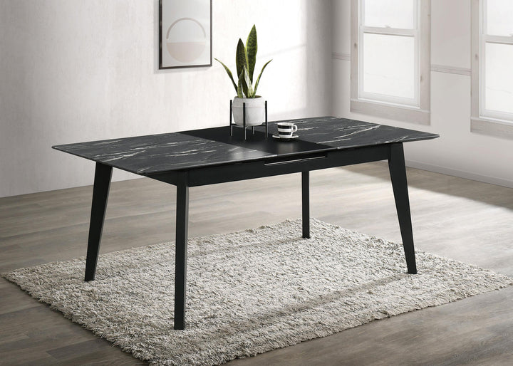 coaster-furniture-121251-crestmont-78-inch-extension-dining-table-black-faux-marble