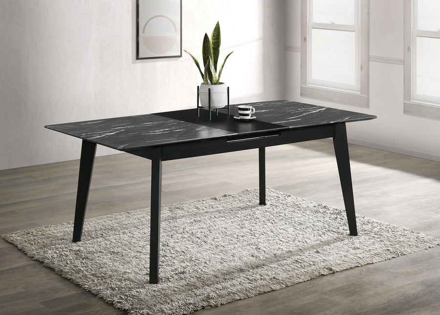 coaster-furniture-121251-crestmont-78-inch-extension-dining-table-black-faux-marble