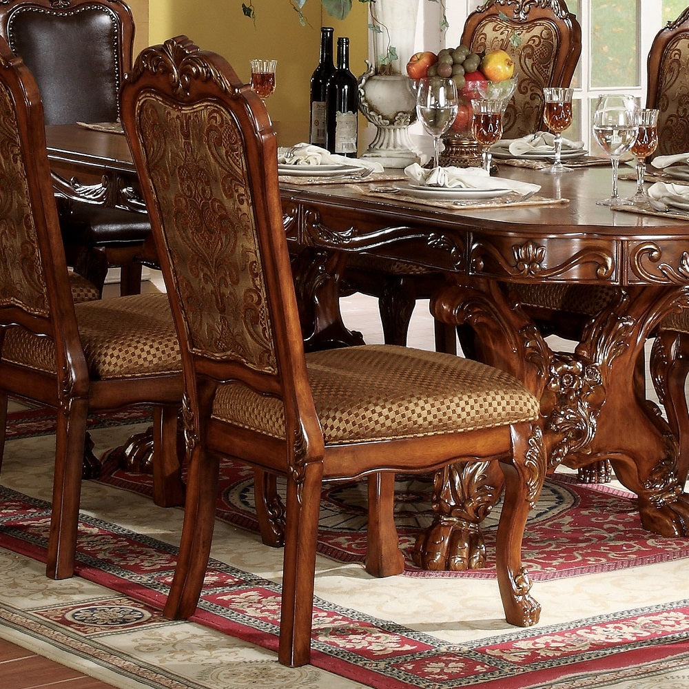 Dresden Side Chair (Set-2) in Fabric & Cherry Oak Finish