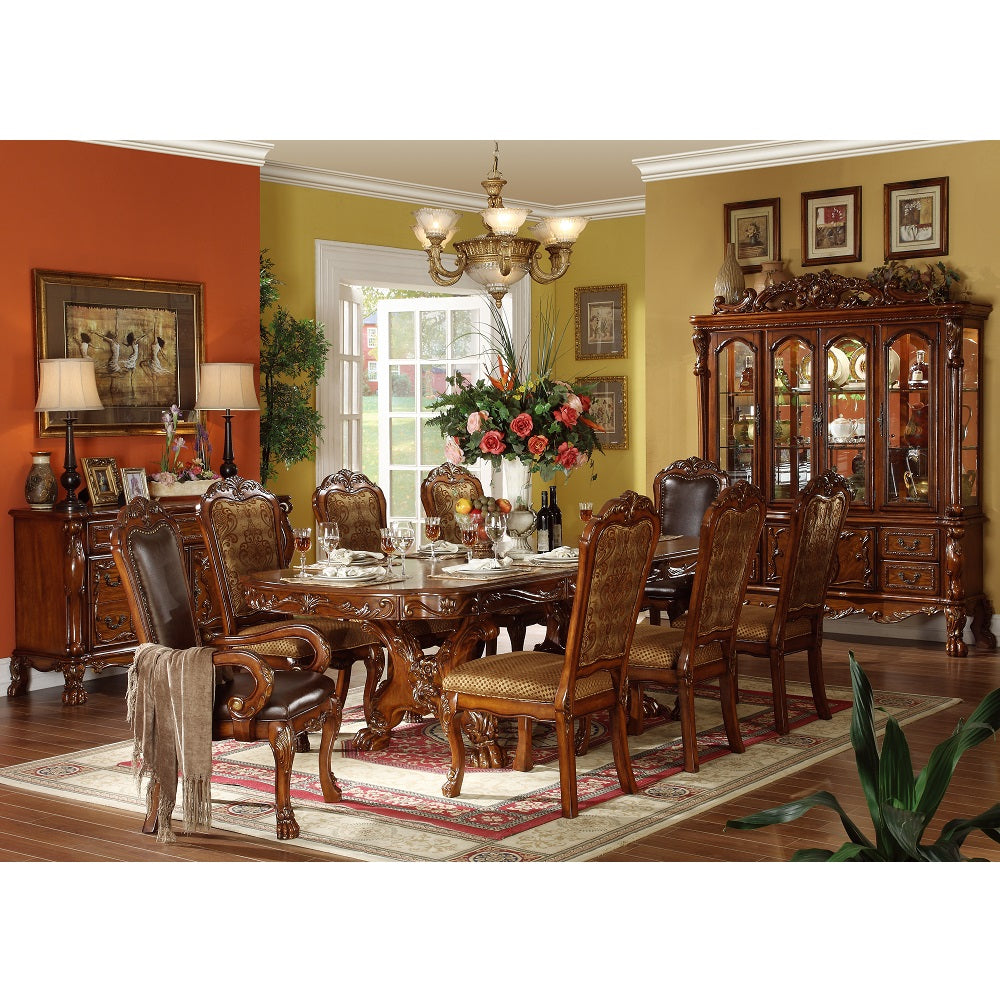 Dresden Side Chair (Set-2) in Fabric & Cherry Oak Finish - lifestyle
