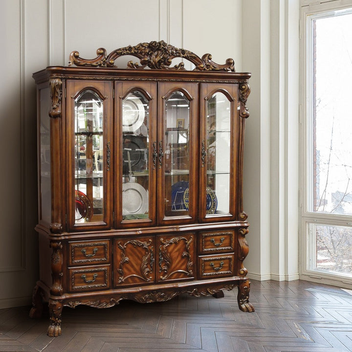 Dresden Hutch &amp; Buffet in Cherry Oak