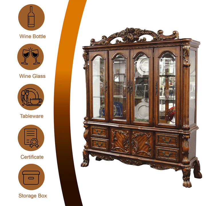 Dresden Hutch &amp; Buffet in Cherry Oak