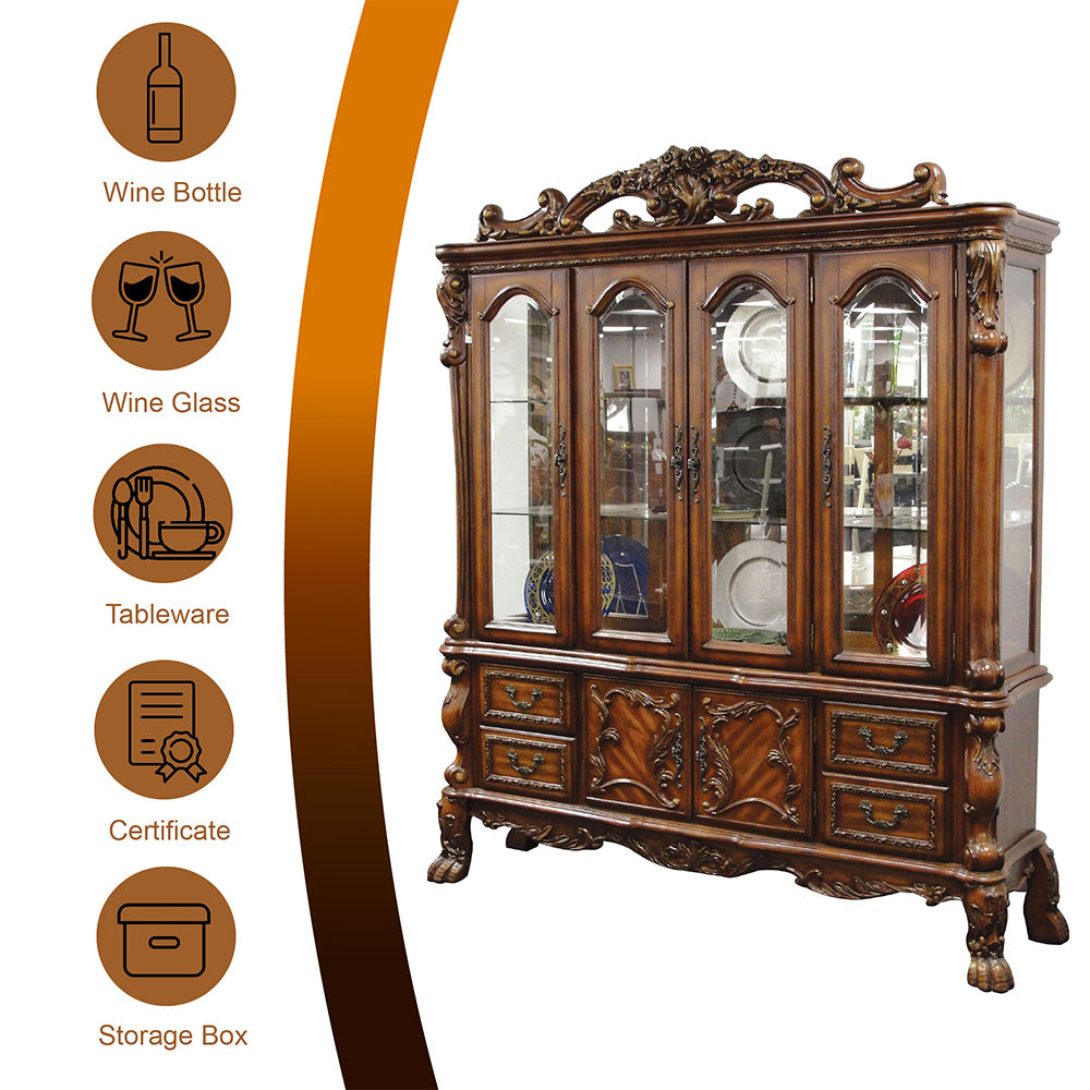 Dresden Hutch & Buffet in Cherry Oak
