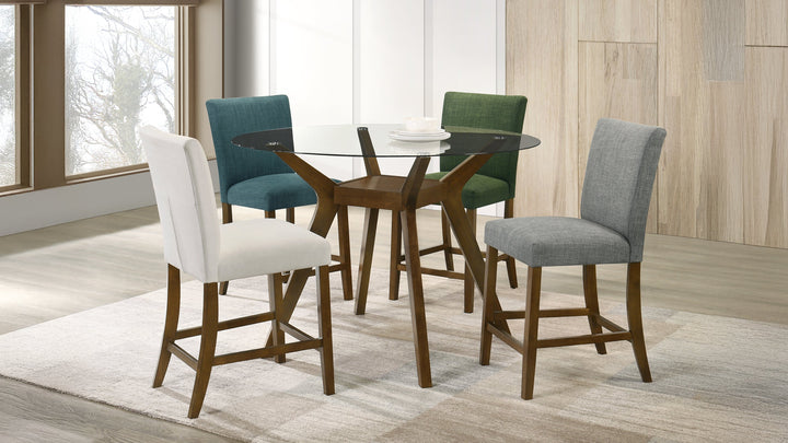 Paxton - 5 Piece Round Glass Top Counter Height Dining Set - Beige