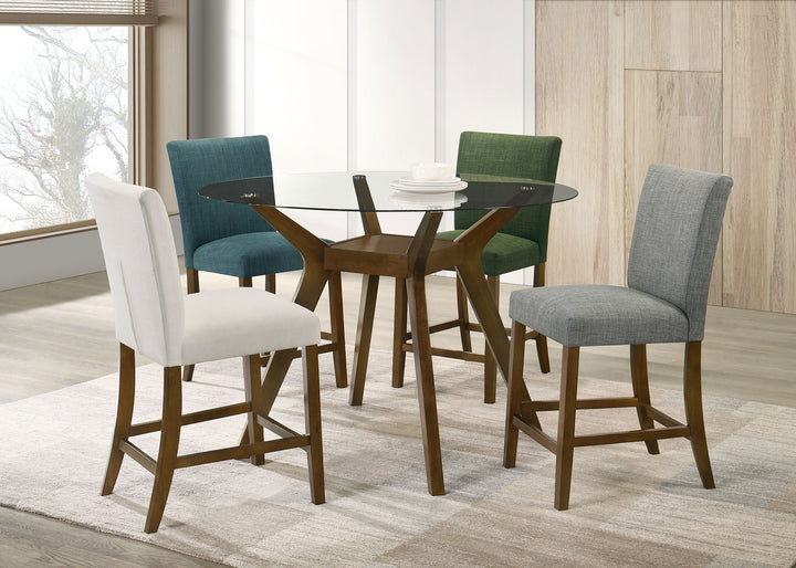 Paxton - Round 48-inch Glass Top Counter Height Dining Table - Brown