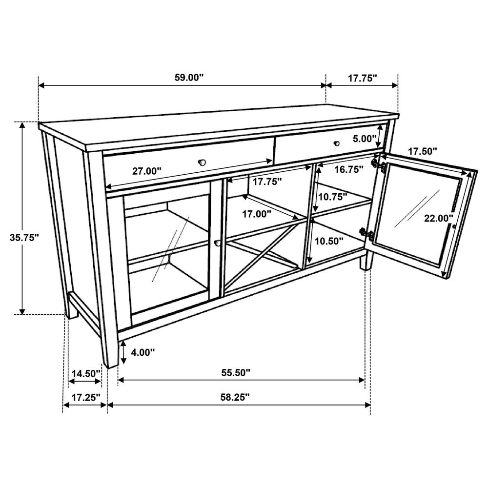 Hollis - 2-Door Dining Sideboard Buffet Storage Cabinet - White