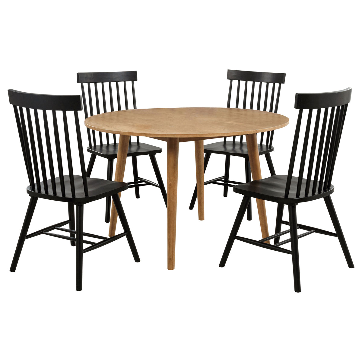 Andrews - 5 Piece Round Dining Table Set - Light Ash And Black