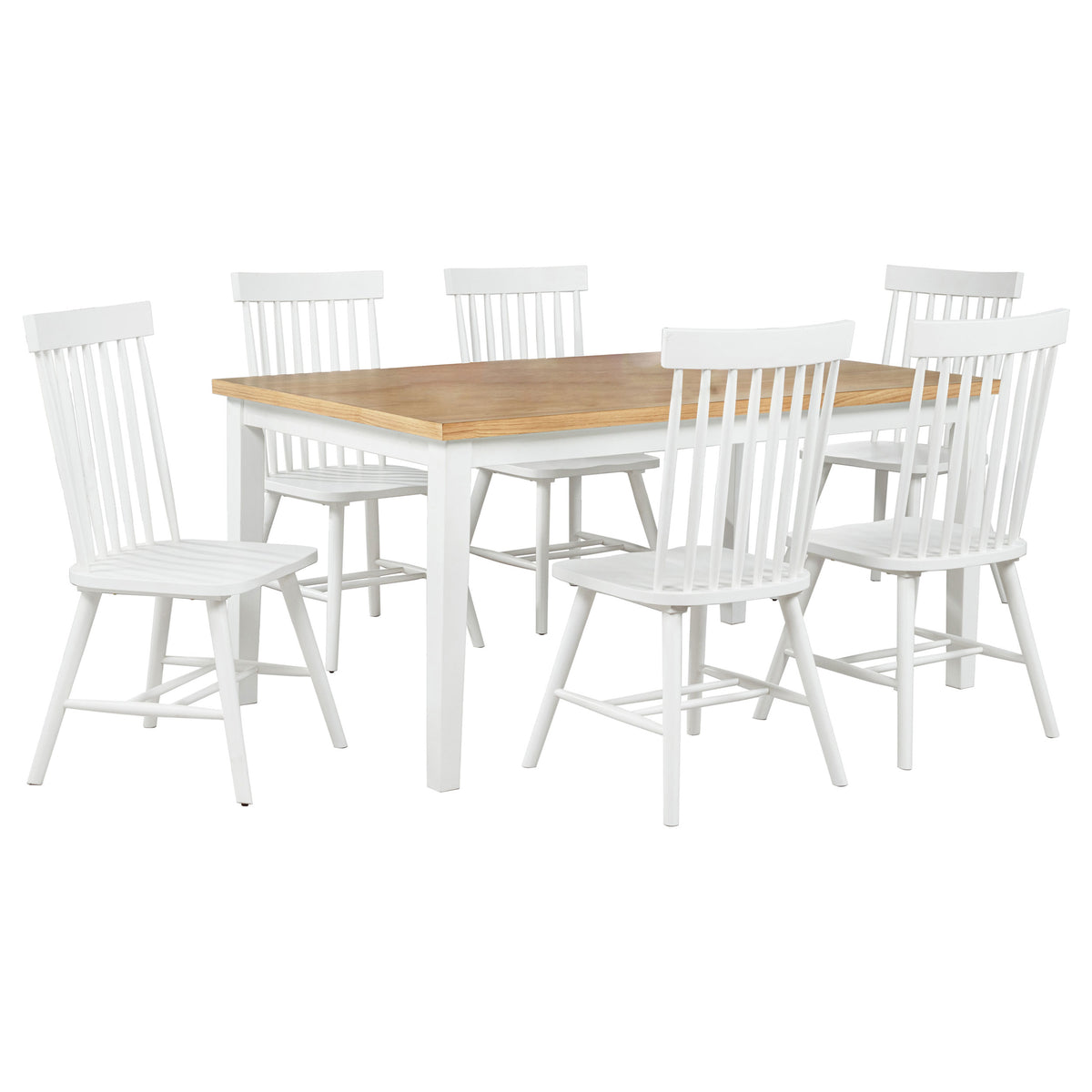 Andrews - 7 Piece Rectangular Dining Set - White And Light Ash