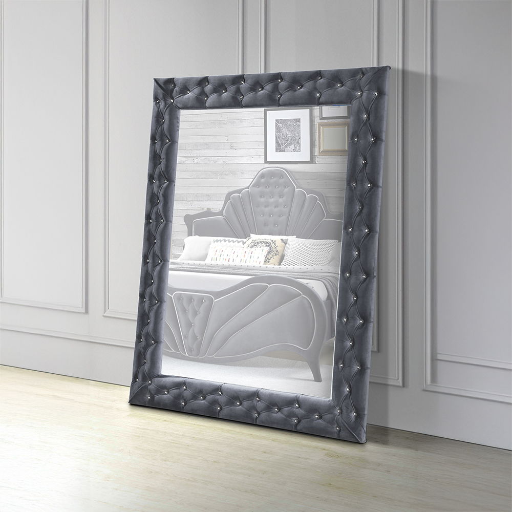 Dante - Accent Floor Mirror - Gray Velvet