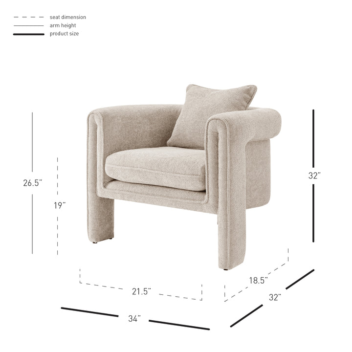 Heidi Chenille Accent Arm Chair - Grenada Cream - view 2