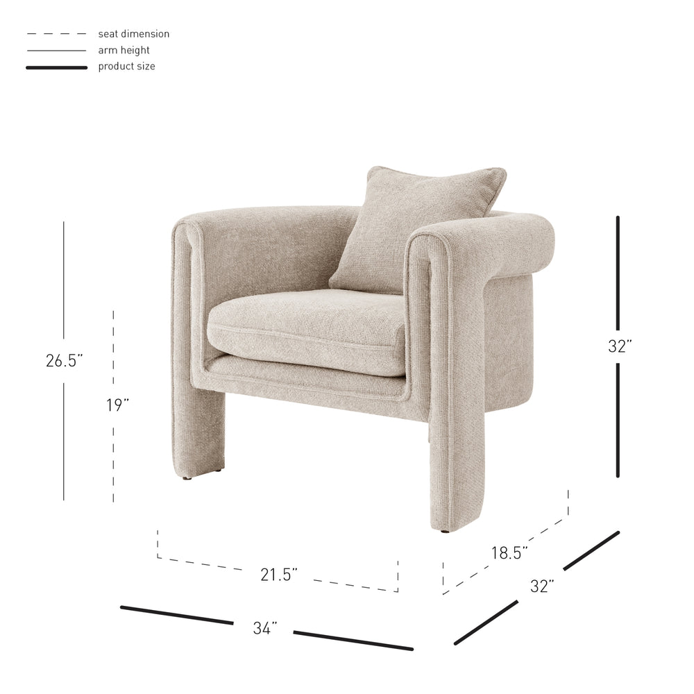 Heidi Chenille Accent Arm Chair - Grenada Cream - view 2