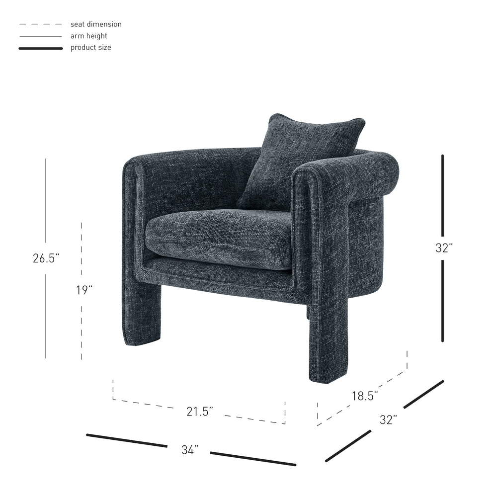 Heidi Chenille Accent Arm Chair - Grenada Charcoal - view 2