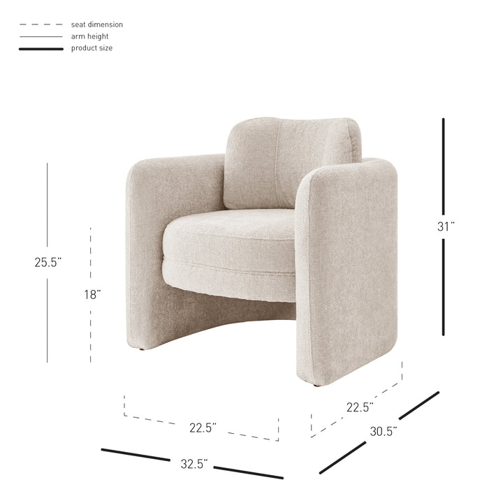 Deryll Chenille Accent Arm Chair - Grenada Cream - view 2