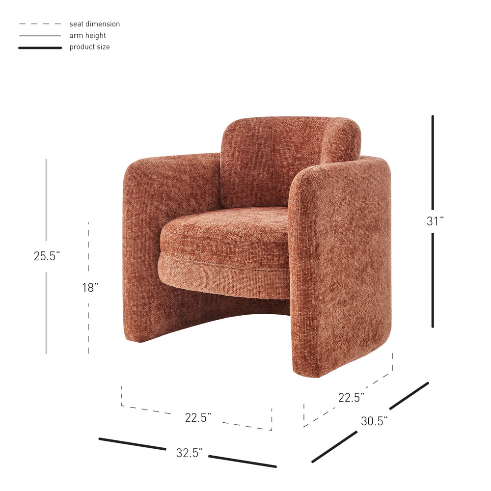 Deryll Chenille Accent Arm Chair - Grenada Terracotta - view 2