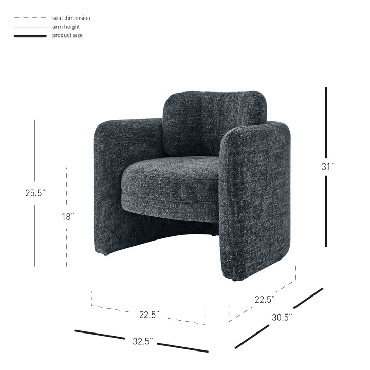 Deryll Chenille Accent Arm Chair - Grenada Charcoal - view 2